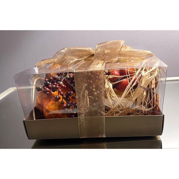 Decorative Faux Fall Gourds & Berries Gift Set In Clear Box With Ribbon - Picture 3 of 3